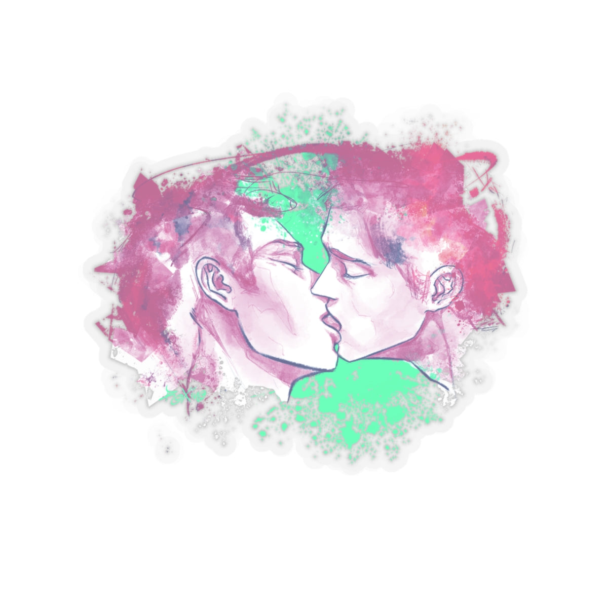 Transparent sketchy Gay Kiss BL Sticker