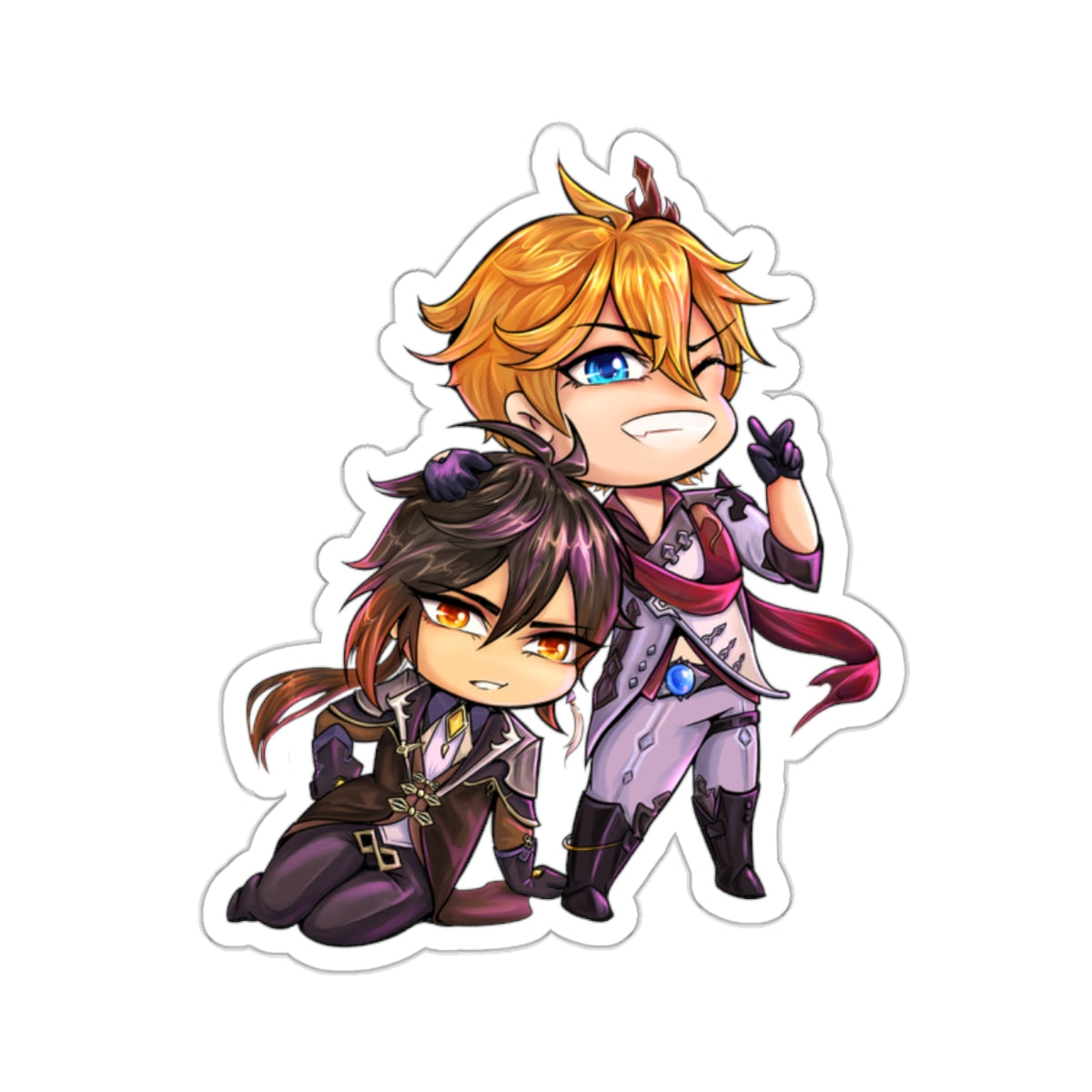 Cute Chibi Sticker Zhongli / Childe Genshin Impact