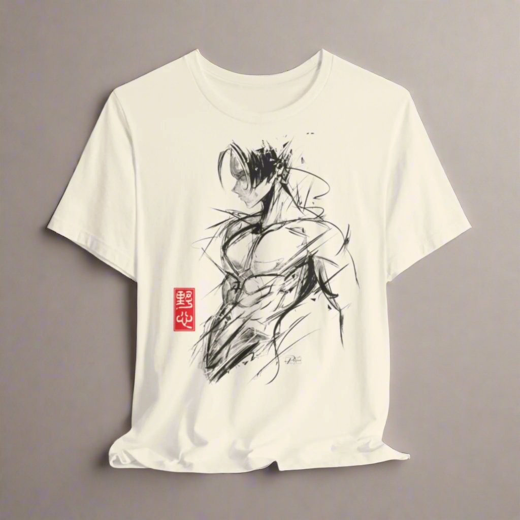 artistic t-shirt of an dynamic ink sketch of a male body