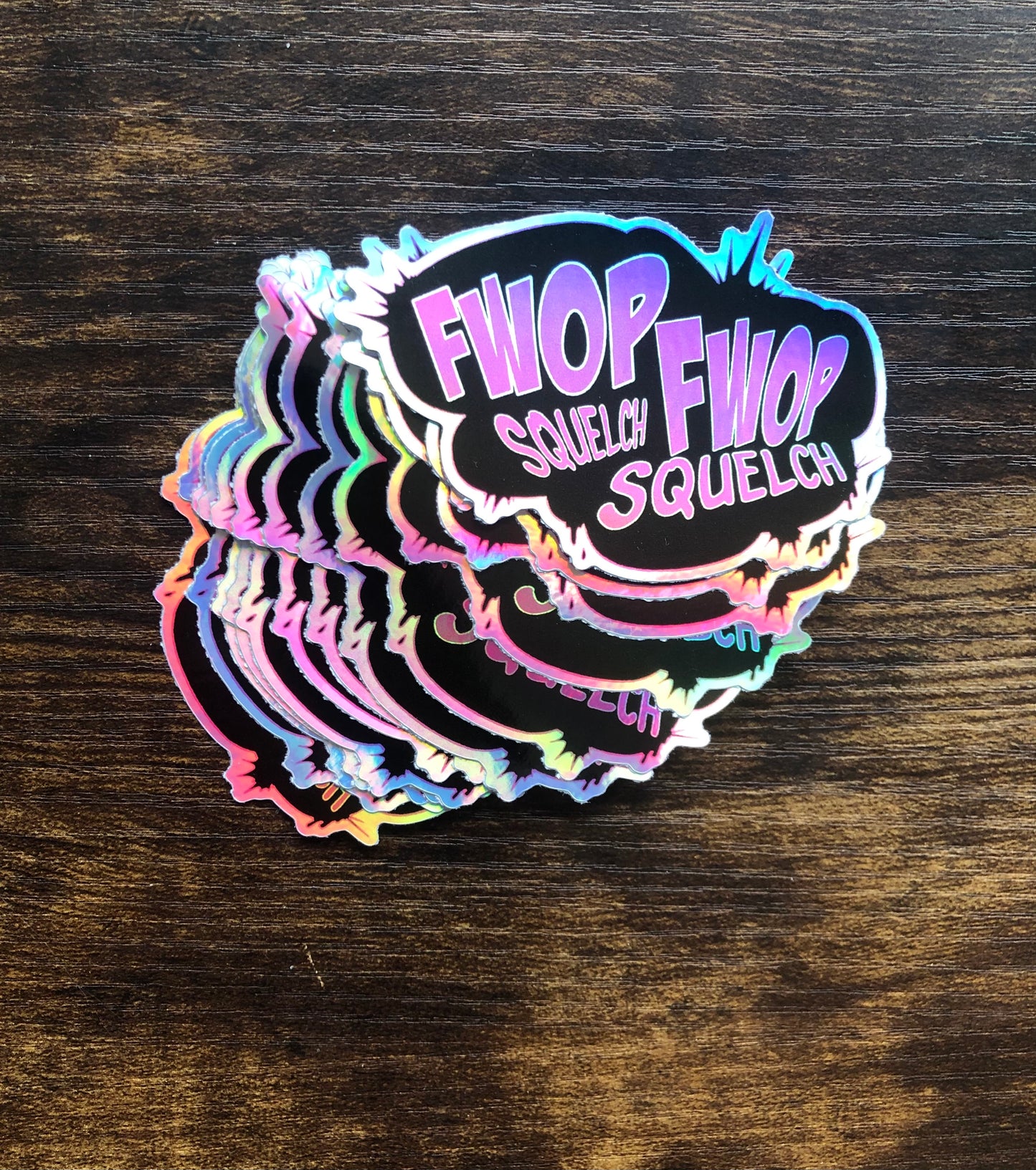 Iridescent Holographic Sticker: Fwopping (8x8cm)